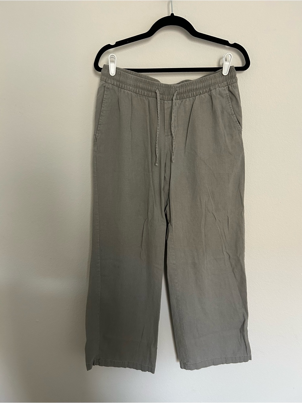 Old Navy Gray High Waisted Linen Blend Wide Leg Pants